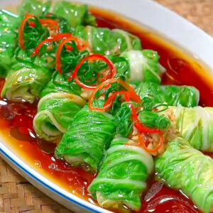 "Fire Cracker" Stuffed Napa Cabbage Roll